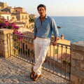 Men's Loose Fit Mid Rise White Jeans