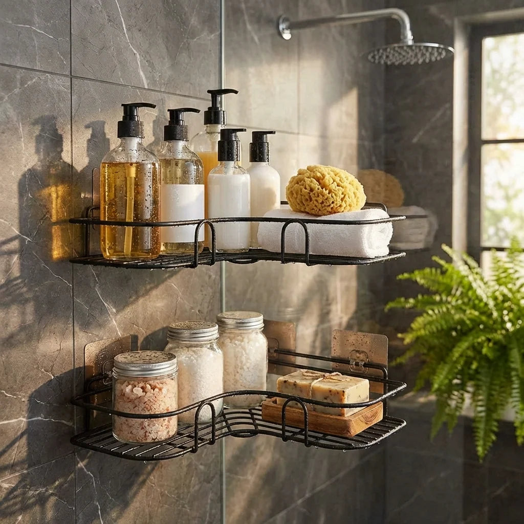 Metal Bathroom Corner Rack Storage Shelves