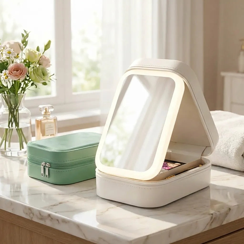 White Jewelry Box with LED Mirror
