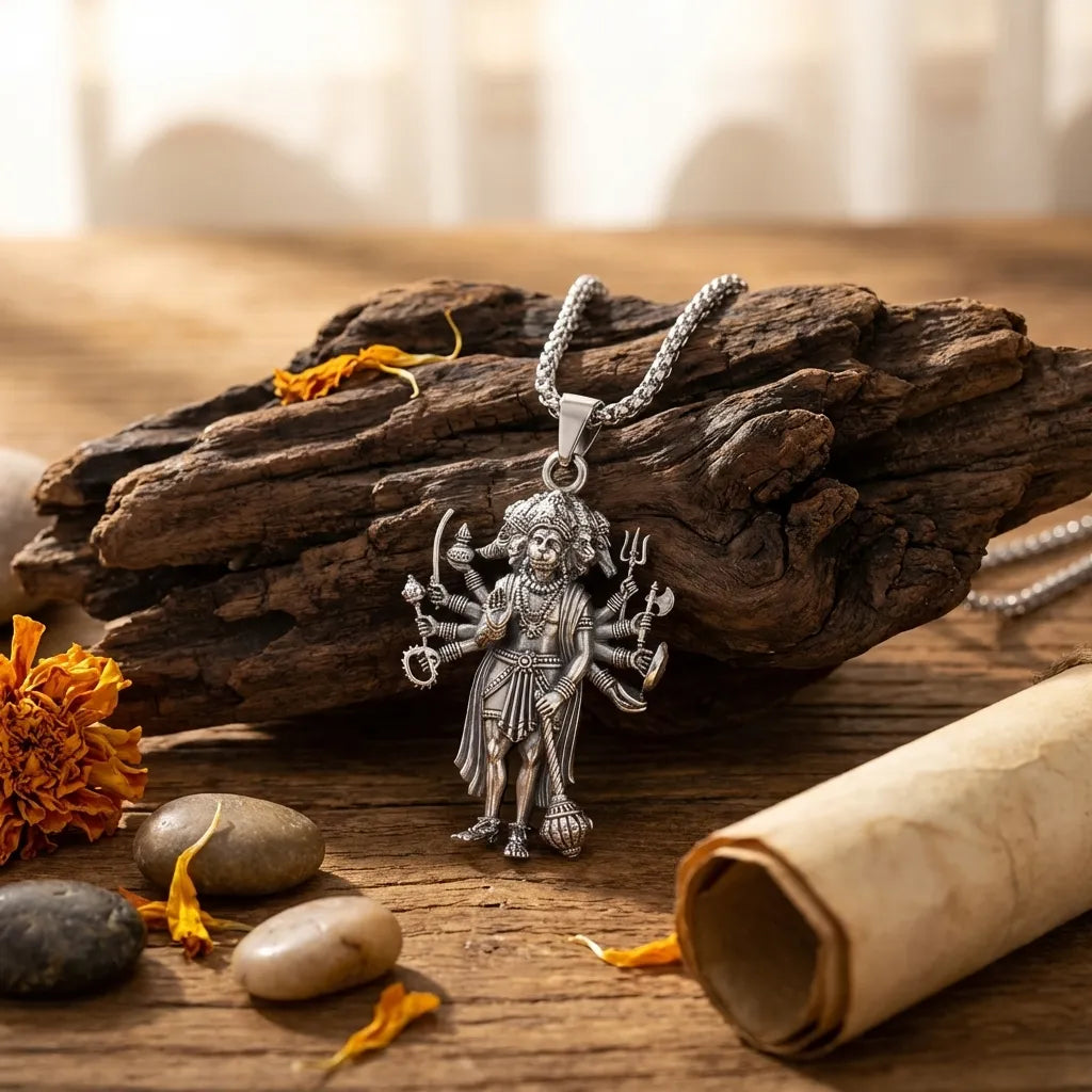 5 Mukhi Standing Hanumanji Pendant with Chain