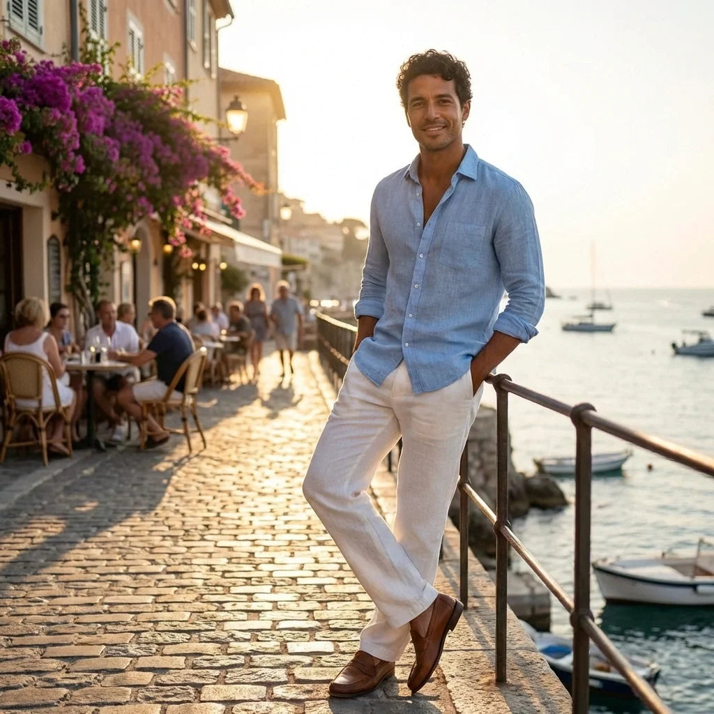 Men's Loose Fit Mid Rise White Jeans