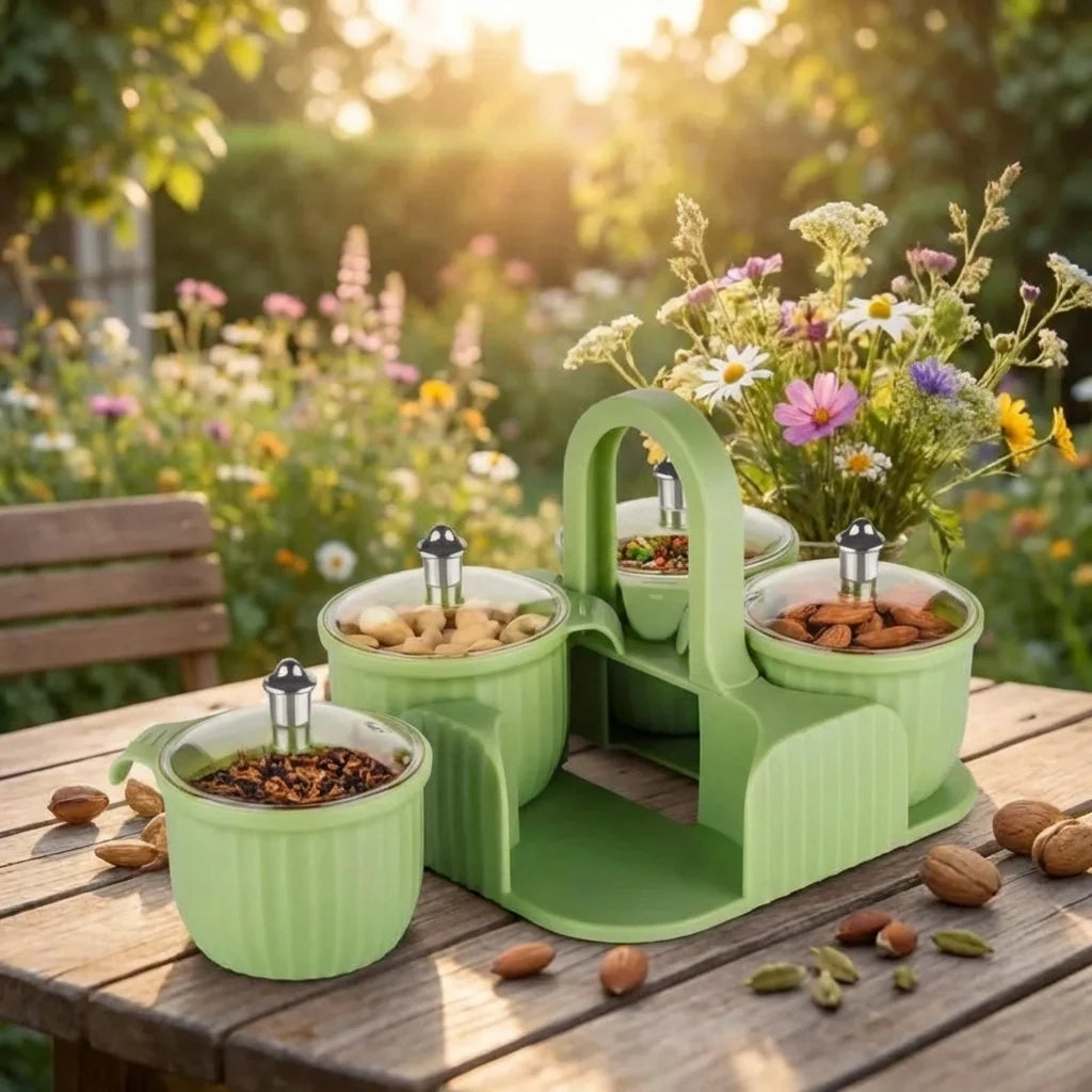 Multipurpose 4 pcs Storage Jar with Tray