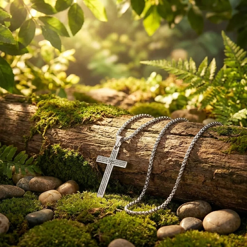 Stainless Steel Cross Pendant with Chain – 5.5cm
