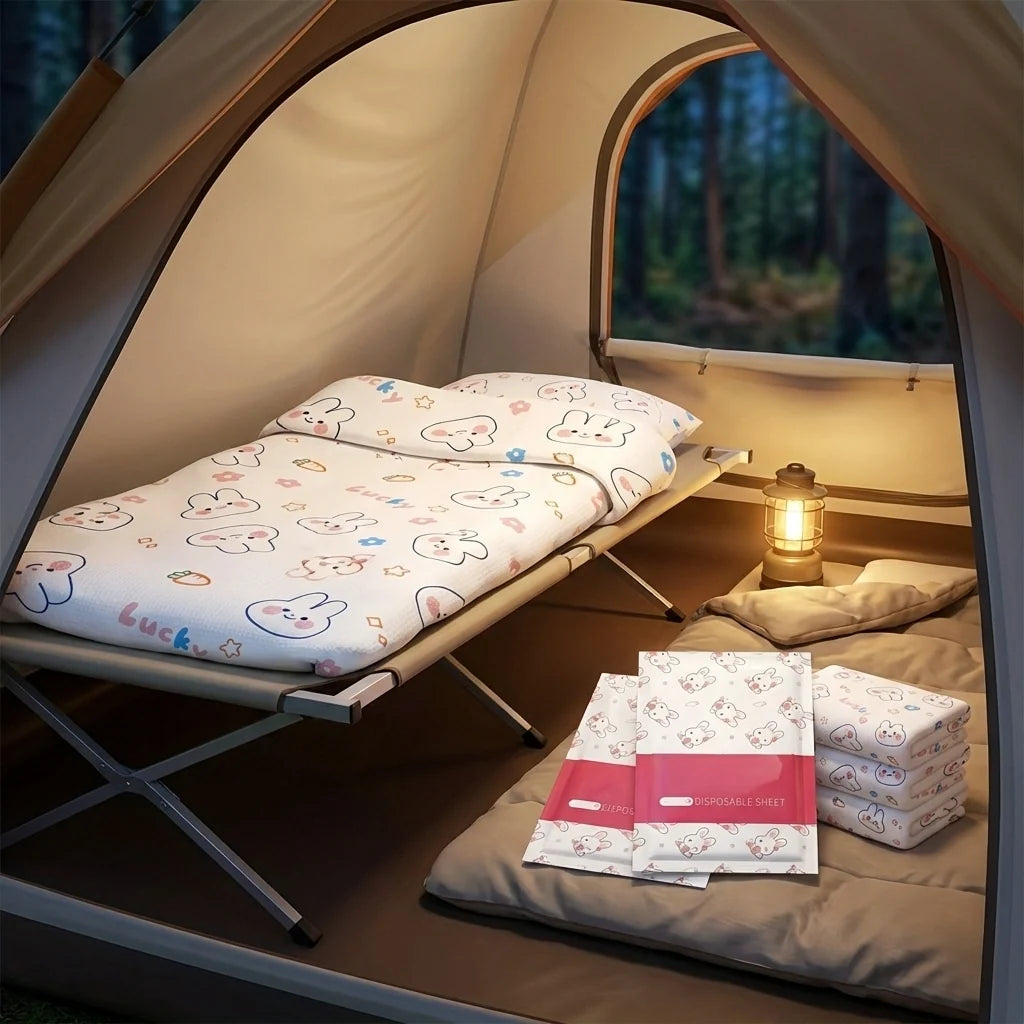3 in 1 Disposable For Travel Printed Bed Sheet
