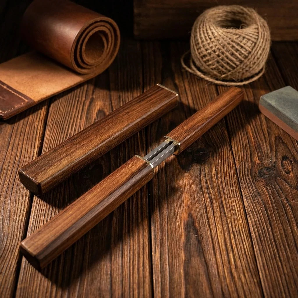 Wooden 2 IN 1 Kitchen Knife Set Stainless Steel Blade