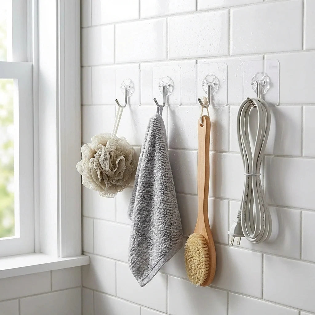 Self Adhesive Waterproof Transparent Hooks for Wall (Pack of 15)