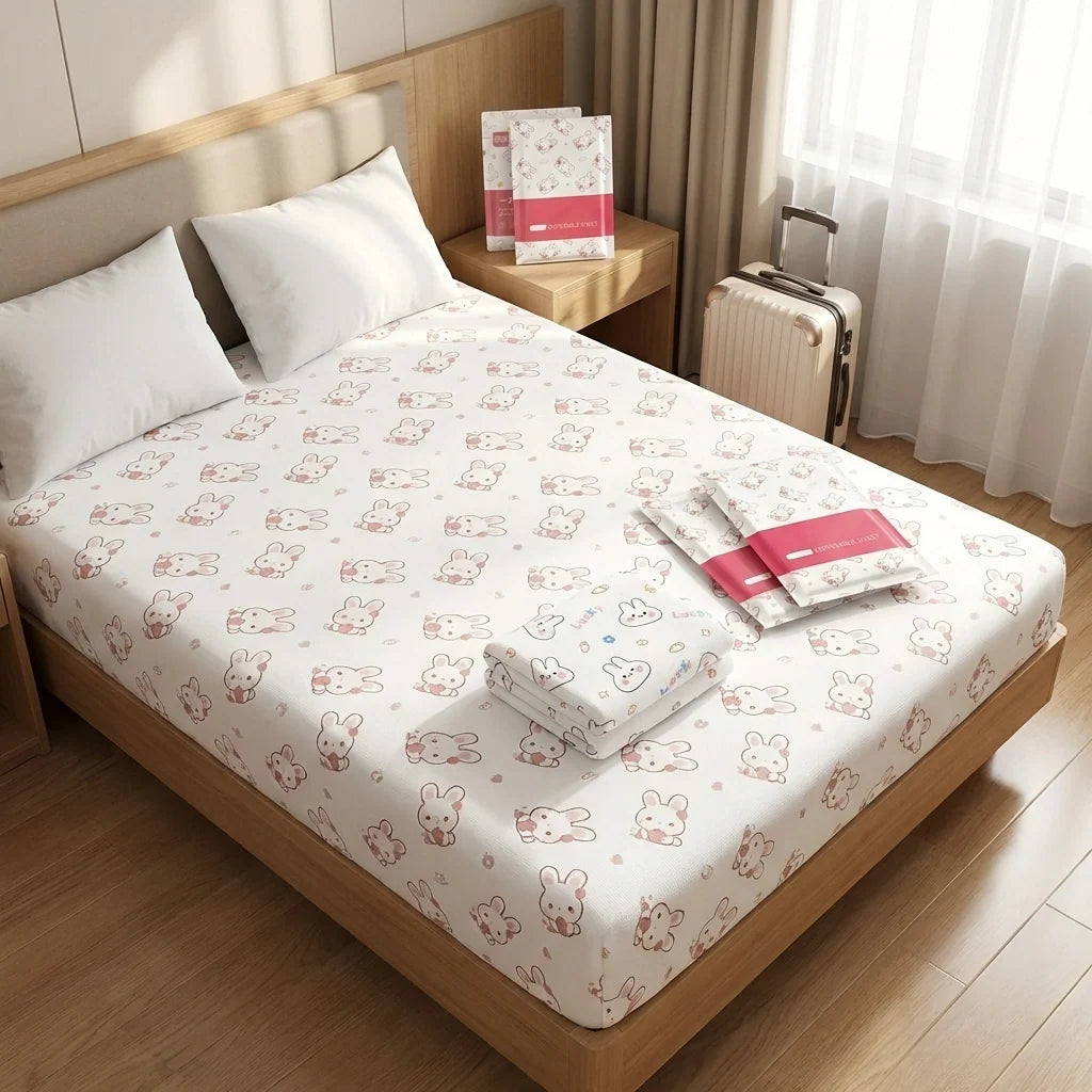 3 in 1 Disposable For Travel Printed Bed Sheet