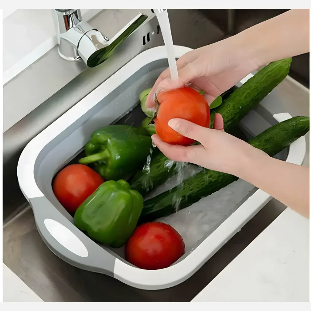 Folding Cutting Board with Basket