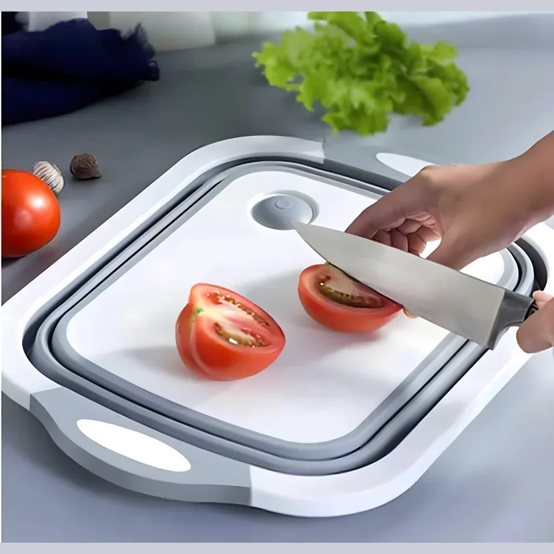 Folding Cutting Board with Basket