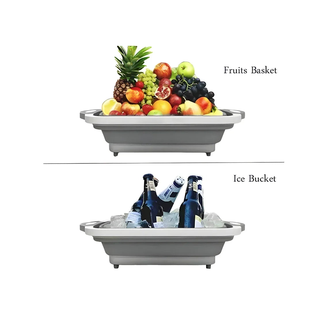 Folding Cutting Board with Basket