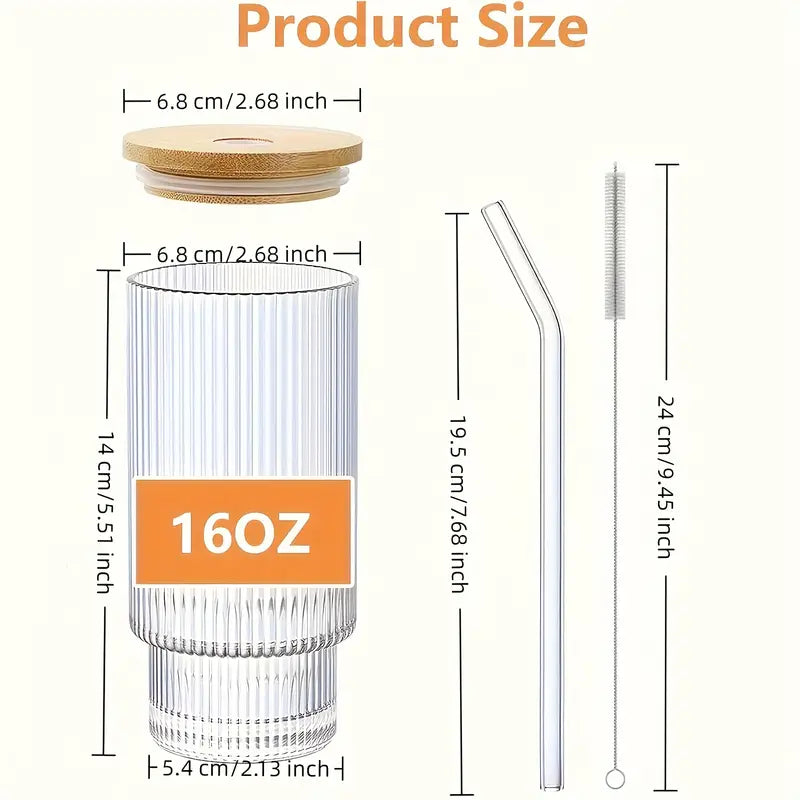 Ribbed Shape Glass with Wood Cap