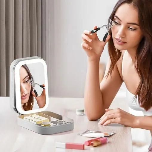 White Jewelry Box with LED Mirror